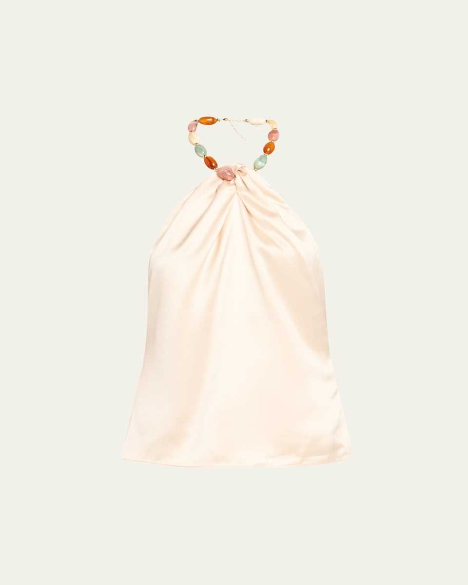 Milani Beaded Satin Halter Top